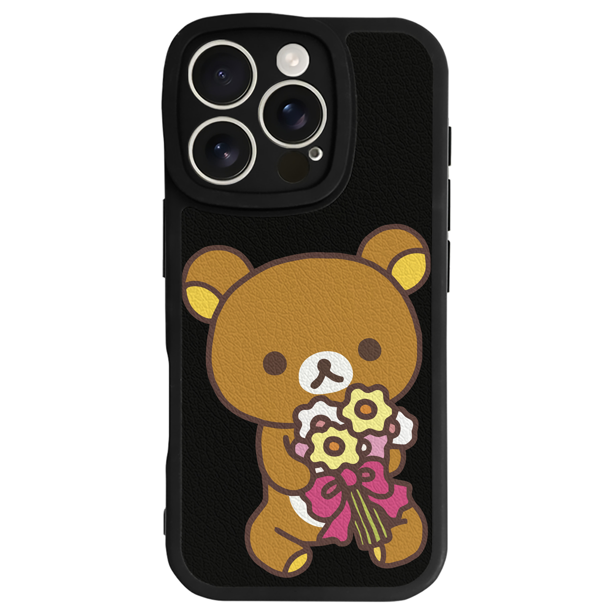 （画像用） リラックマ リラックマ キイロイトリ Rilakkuma Korilakkuma Kiiroitori 【iPhone 16シリーズ対応】シリコンスマホケース（レザー調） 材質：シリコン